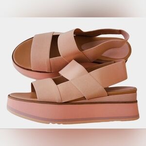 $290 PALOMA BARCELO Women 40 SPAIN MADE Pink Biege Platform Sandal Elastic Strap